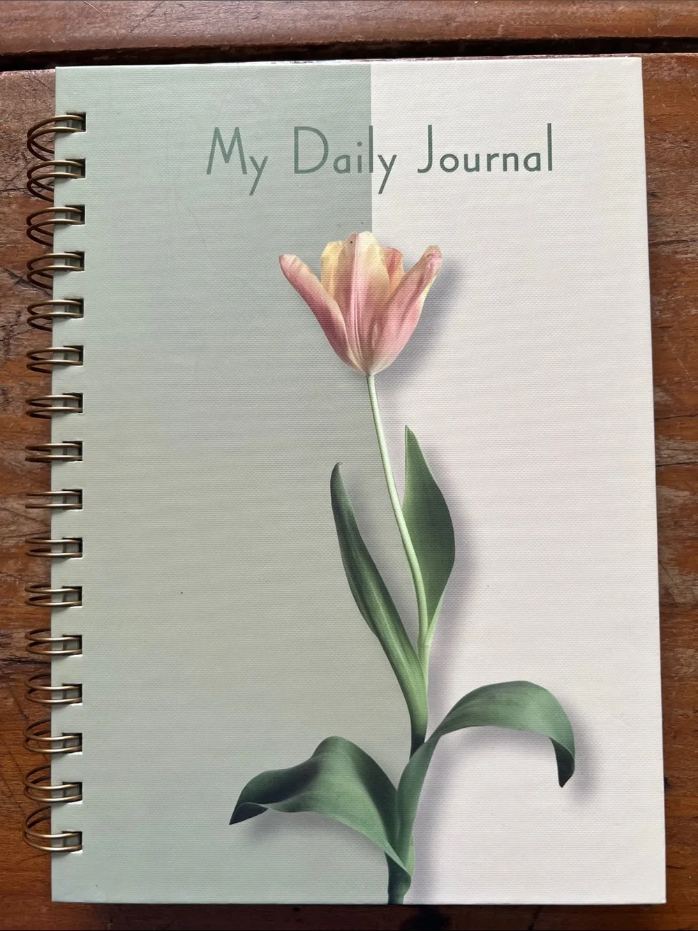 Daily Journal - Pink Tulip Spiral Notebook. 8.5” x 6”